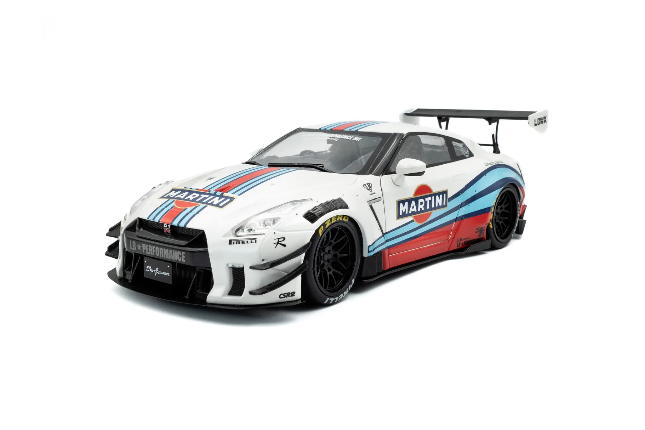 1/18 (Solido) NISSAN GT-R (R35) WITH LBWK BODY KIT TYPE 2.0 M 2024 (Martini Beyazı Yeşil Şeritli)