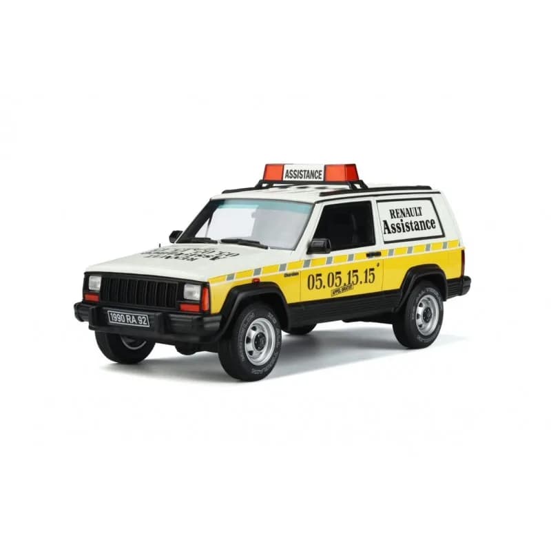 1/18 (Otto models) JEEP CHEROKEE RENAULT ASSISTANCE 1995 (RESİNE MODEL) (Beyaz-Sarı)