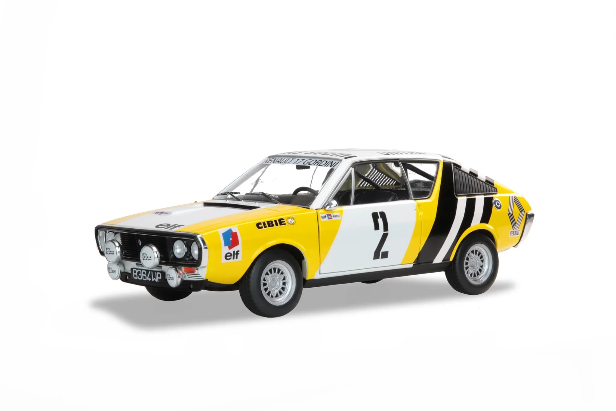 1/18 (Solido) RENAULT 17 RALLYE DE POLOGNE 1976 (Sarı-Beyaz-Siyah)