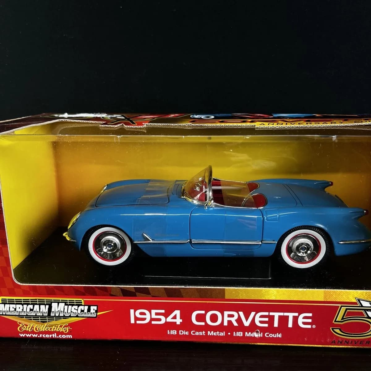 1/18 (American muscle) 1954 CORVETTE (Klasik metalik mavi)