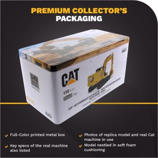 1/50 (Diecast masters) Caterpillar 323 YENİ LOGO Metal Paletli Eskavatör